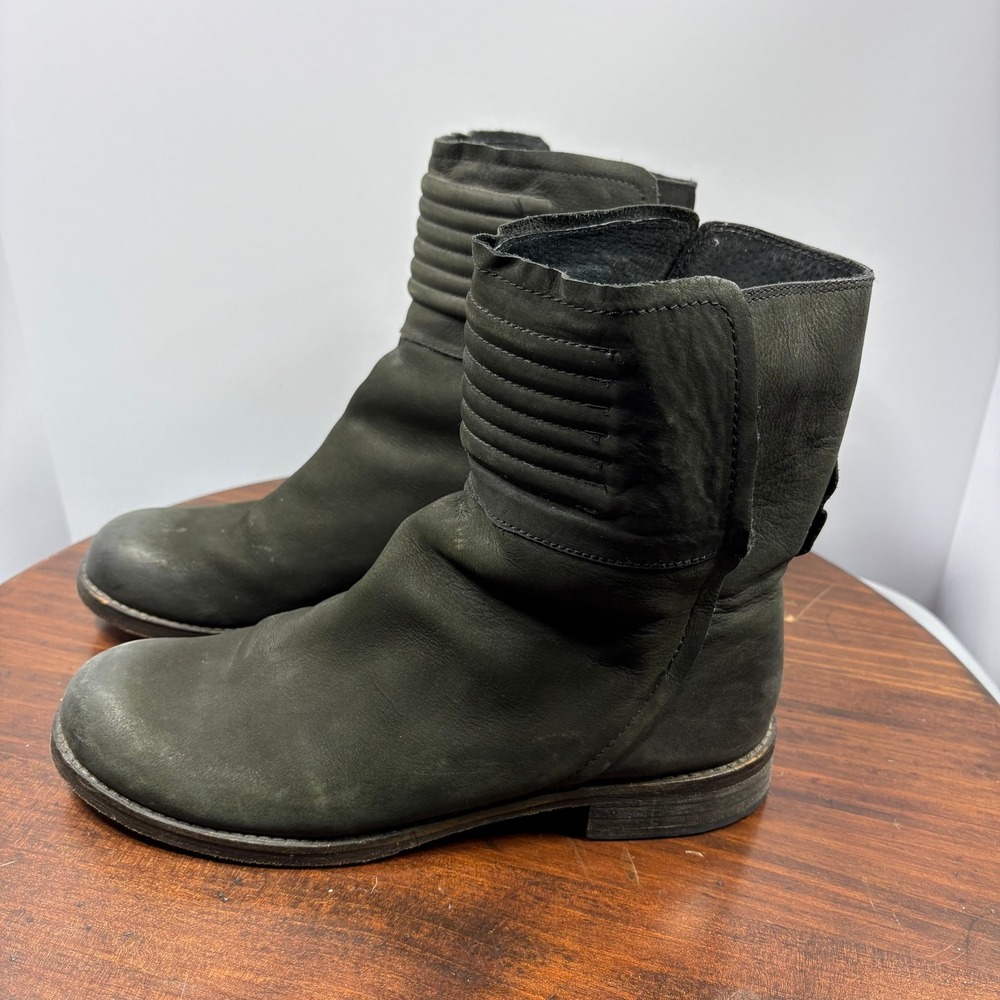 Free People Cambridge Boots Womens Size 40 Green Suede Ankle‎ Booties Wrap